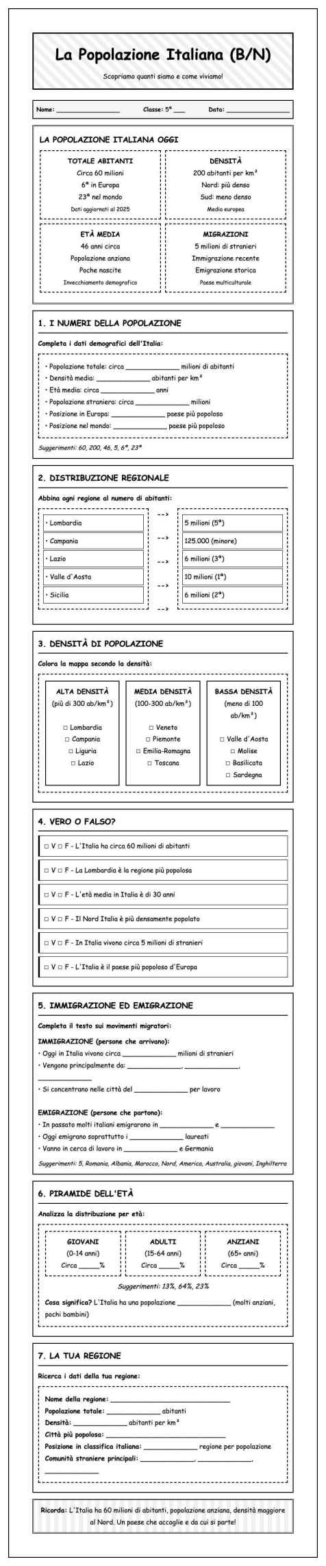 Scheda Popolazione italiana