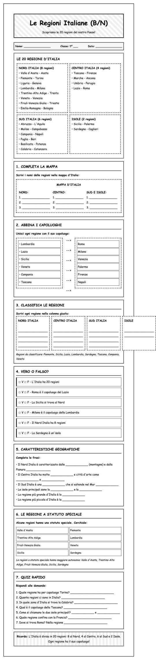 Scheda Regioni italiane