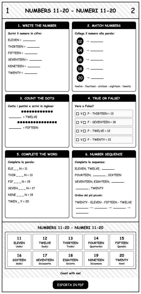 Scheda Numbers 11 20
