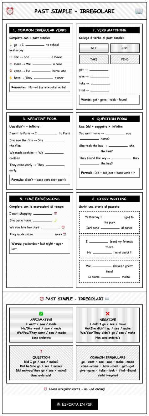 Scheda Past simple irregolari
