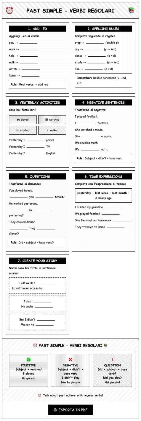 Scheda Past simple regolari