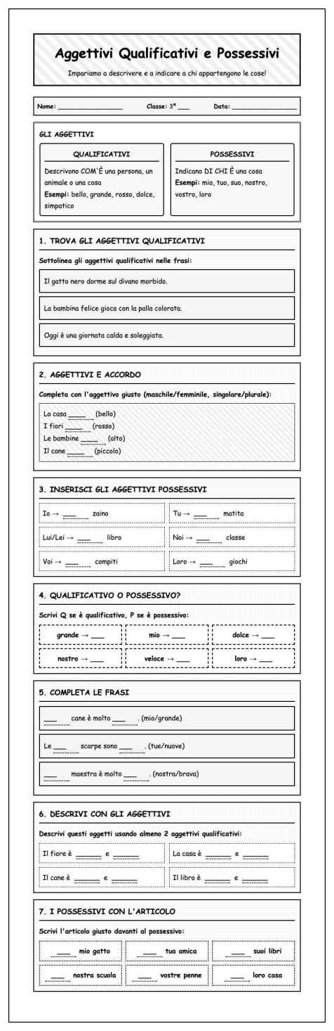 Scheda Aggettivi completo