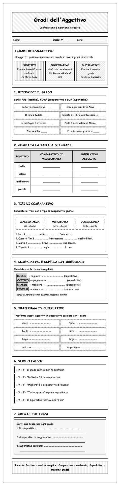 Scheda Aggettivi gradi