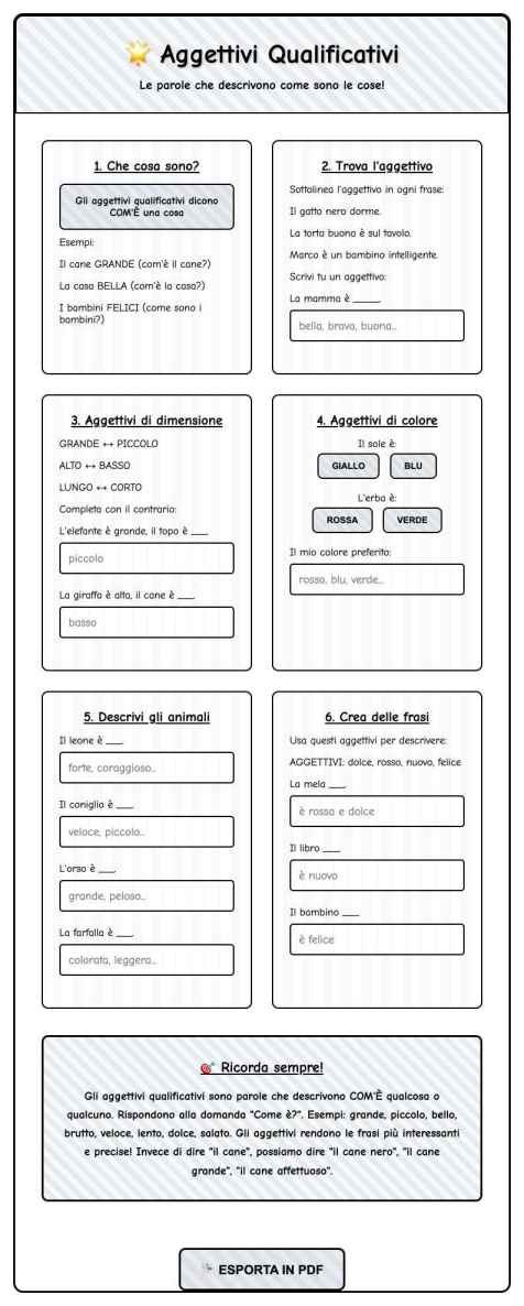 Scheda Aggettivi qualificativi