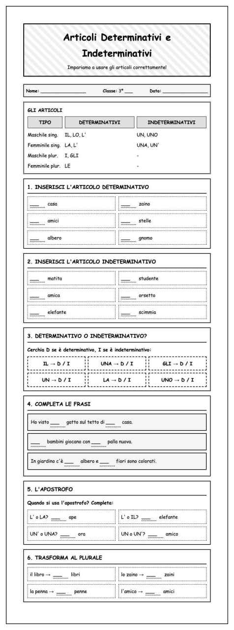 Scheda Articoli completo