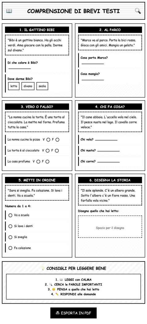 Scheda Comprensione testi