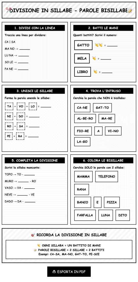 Scheda Divisione sillabe