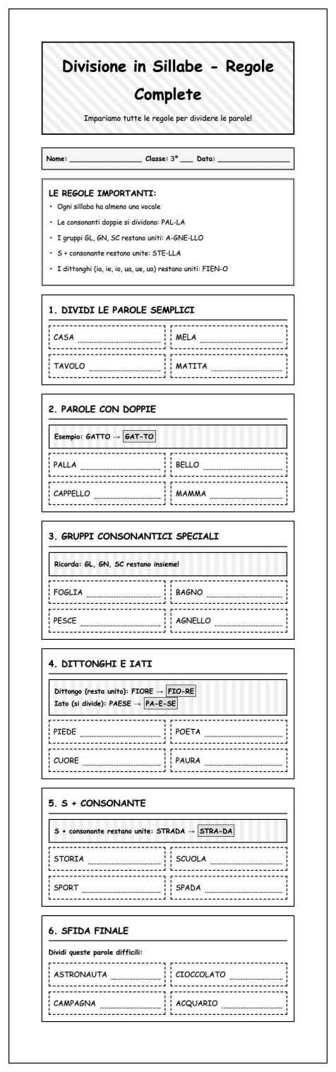 Scheda Divisione sillabe complete
