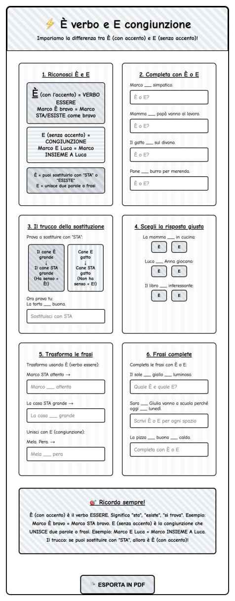 Scheda E verbo congiunzione