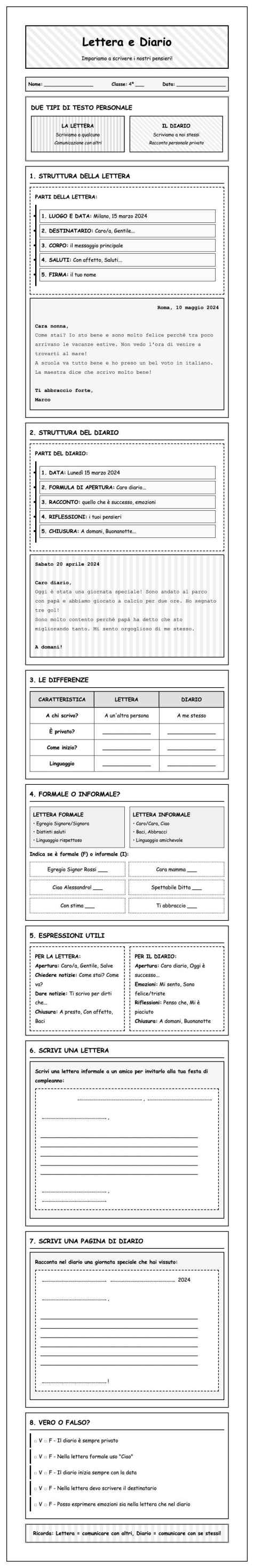 Scheda Lettera diario