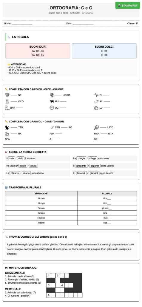 Scheda Ortografia c g
