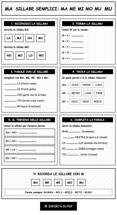 Scheda Sillabe semplici