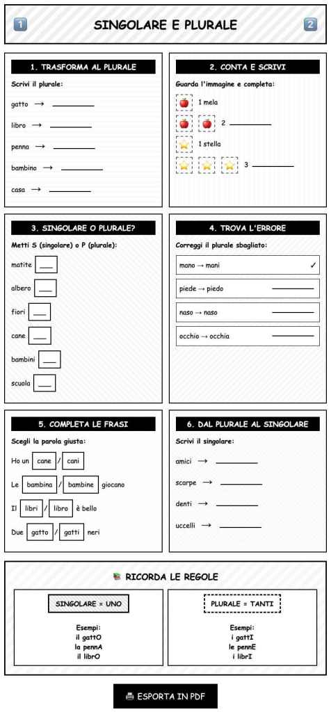 Scheda Singolare plurale