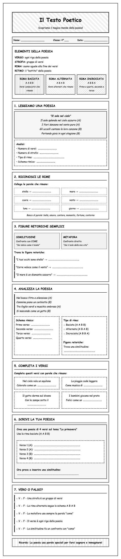 Scheda Testo poetico