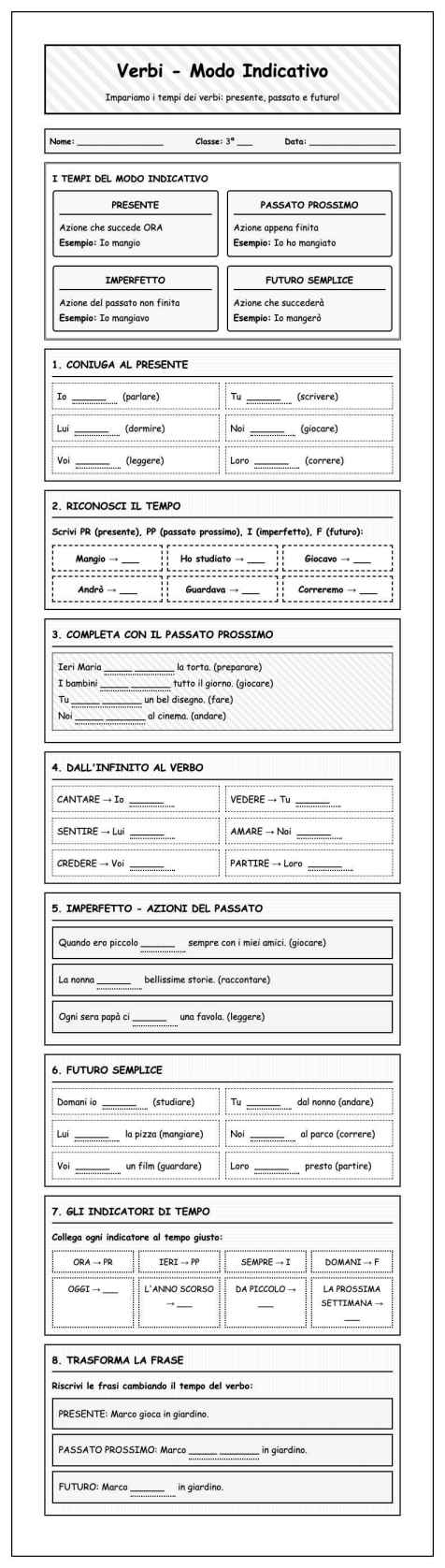 Scheda Verbi indicativo