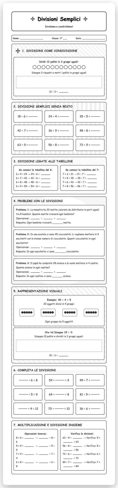 Scheda Divisioni semplici