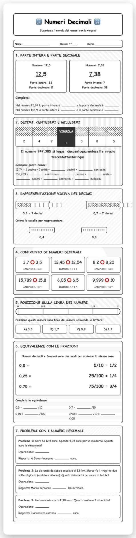 Scheda Numeri decimali