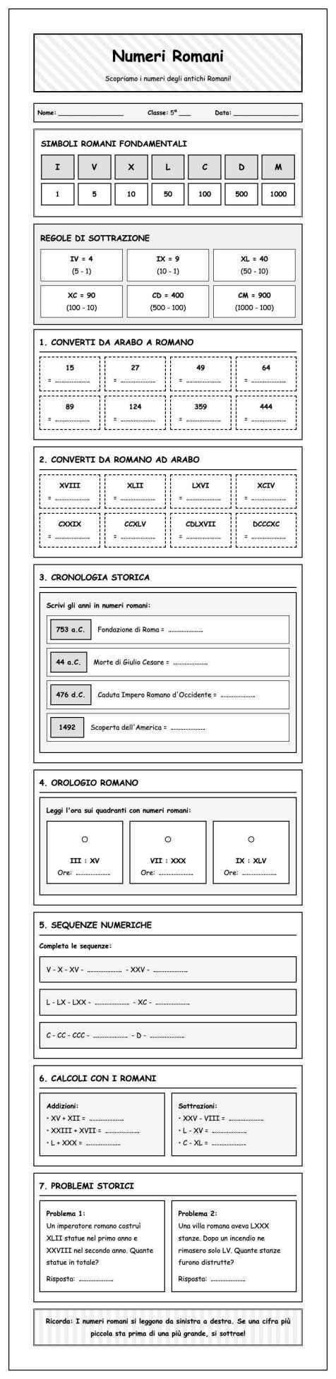 Scheda Numeri romani