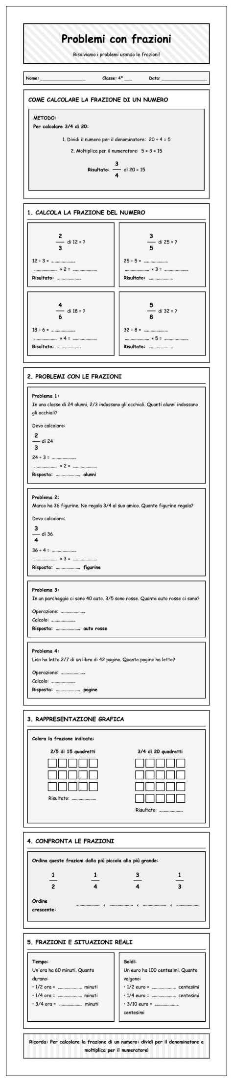 Scheda Problemi frazioni